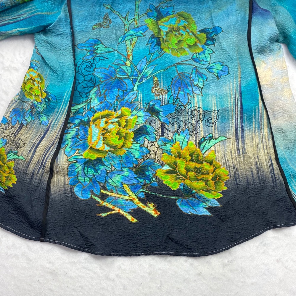 Citron Santa Monica Art To Wear Silk Rayon Crinkle Tunic Blouse Women's 0X - Picture 13 of 16